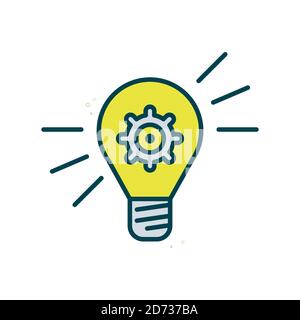 Gear idea lamp vector icon, business startup Stock Vector