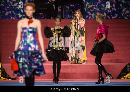 Models on the catwalk during the Richard Quinn show at London Fashion Week February 2020, at Lawrence Hall in London. Picture date: Saturday February 15, 2020. Photo credit should read: Matt Crossick/Empics Stock Photo