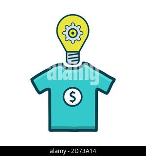 Icon with a T-shirt with a dollar and a light bulb Stock Vector