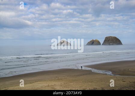 Quiet moments on Cannon Beach, Oregon, Oregon Coast, USA. Stock Photo