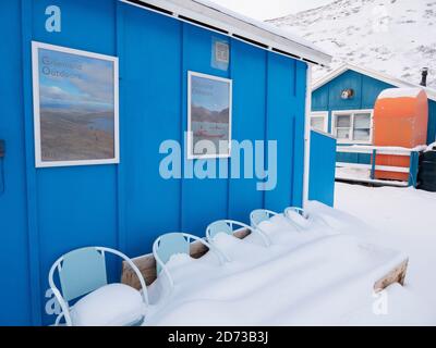 Kangerlussuaq during winter. Kangerlussuaq has the most important hub for airplanes in Greenland. America, North America, Greenland, Denmark Stock Photo