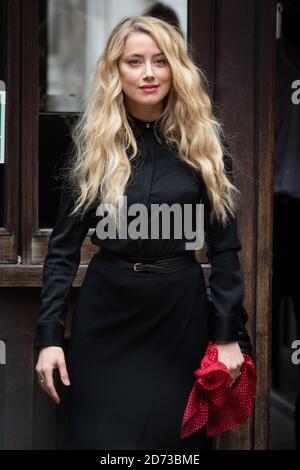 Amber Heard arriving at the High Court in London for a hearing in Johnny Deppâ€™s libel case against the publishers of The Sun, and its executive editor, Dan Wootton. Picture date: Tuesday July 28, 2020. Photo credit should read: Matt Crossick/Empics Stock Photo