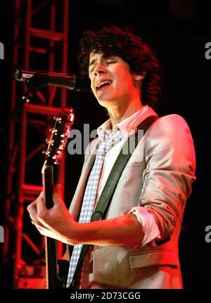 Nick Jonas of the The Jonas Brothers performs on stage at the Carling