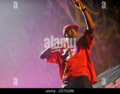 Dizzee Rascal on stage at the Wembley Arena in north London, where he was supporting the Prodigy Stock Photo