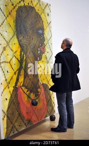 Works by Chris Ofili on display at a new exhibition of his work, at the ...
