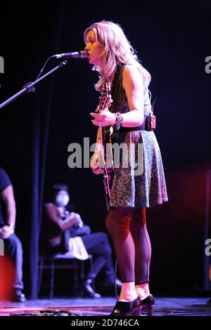 Vicki Peterson of The Bangles performs at the Hard Rock Pinktober concert, at the IndigO2 venue in east London.  Stock Photo