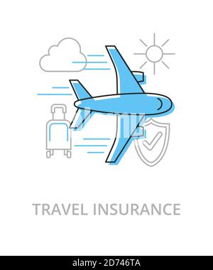 Travel flat line illustration in trend style. Complex vector icon and concept Stock Vector