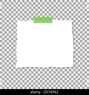 A square piece of paper attached with a piece of tape. Stock Vector