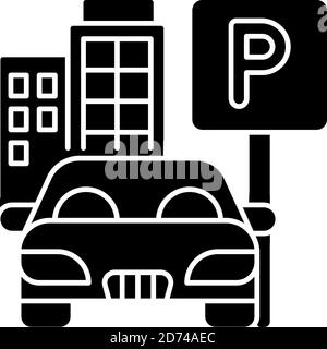 Parking spot black glyph icon Stock Vector