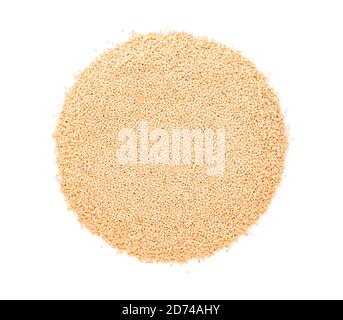 Amaranth seeds isolated on white background. Organic dry raw amaranth beans. Top view. Stock Photo