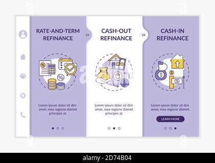 Mortgage borrowing types onboarding vector template Stock Vector