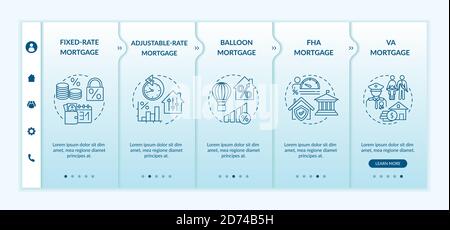 Mortgage loan types onboarding vector template Stock Vector