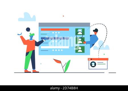 Concept two guys are choosing a candidate Stock Vector