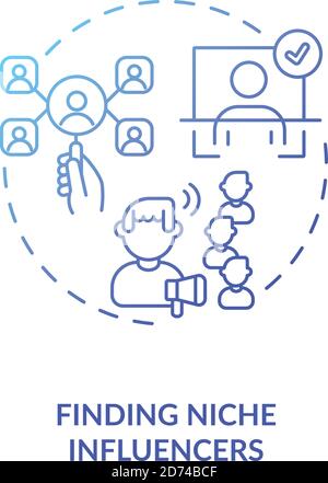 Finding niche influencers concept icon Stock Vector
