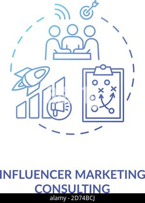 Influencer marketing consulting concept icon Stock Vector