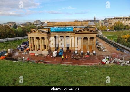 Renovation Work Being Carried Out Outside the Scottish National Gallery in Edinburgh