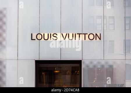 Louis Vuitton Store Boutique. Signboard Logo Brend Sign and