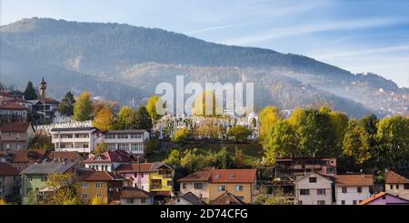 Bosnia and Herzegovina, Sarajevo, View of Alifakovac graveyard (where Muslim foreigners are buried) Stock Photo