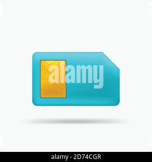 blue sim card front view on white Stock Vector
