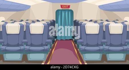 empty plane interior with aisle in middle Stock Vector