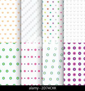 light colored seamless background patterns in set Stock Vector