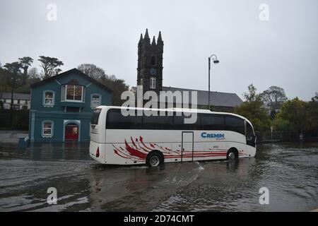 Wolfe Tone Square flooded as the country was warned of yellow warning of rainfall, many people in Bantry we're affected by this Stock Photo