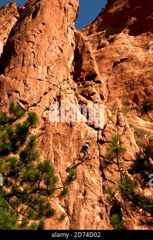 Rock Climbing in Garden of the Gods Park in Colorado Springs, Colorado, USA