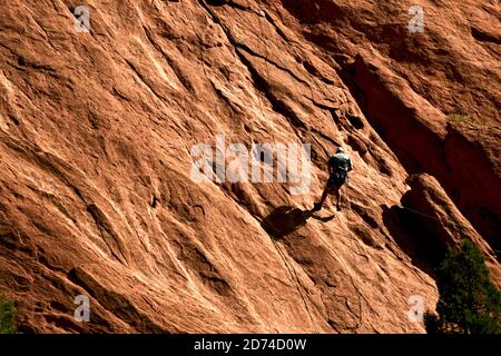 Rock Climbing in Garden of the Gods Park in Colorado Springs, Colorado, USA