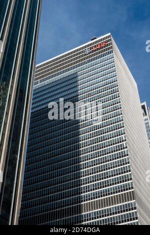 UBS NYC Headquarters building is a skyscraper at 1285 Avenue of the Americas, New York City, USA Stock Photo