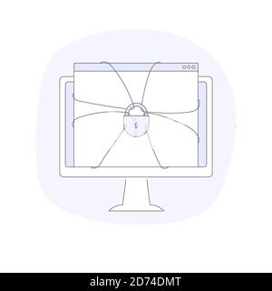 Web page under block, website with lock, secure concept, safety, web site Stock Vector
