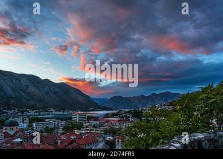 The Bay of Kotor, also known as the Boka, is the winding bay of the Adriatic Sea in southwestern Montenegro. Stock Photo