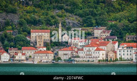 Perast, as an absolute highlight of the Bay of Kotor, is also one of the most beautiful Baroque towns in Montenegro. Stock Photo