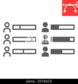 Voting statistics line and glyph icon, election and survey, vote statistic sign vector graphics, editable stroke linear icon, eps 10. Stock Vector