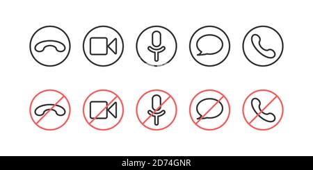Video call icons set. A set of video call icons Stock Vector