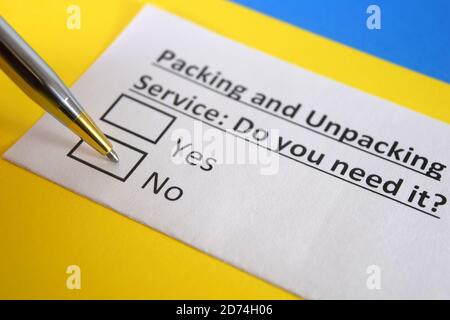 One person is answering question about packing and unpacking service