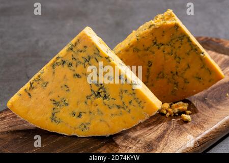 Cheese collection, English shropshire blue waxed cheese close up Stock Photo