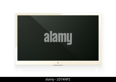 Vector realistic light TV led screen isolated on white background. Modern lcd panel. Computer monitor display mockup. Blank television graphic design Stock Vector