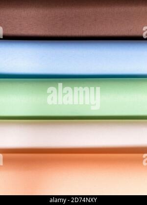 Various natural fabric samples background. Selective focus Stock Photo