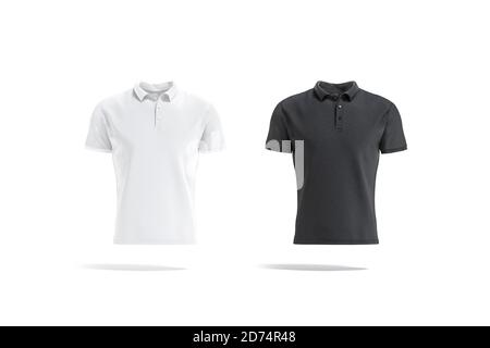 Blank black and white polo shirt mock up, front view Stock Photo