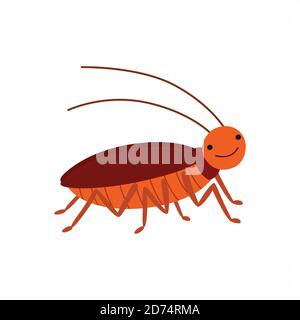 Cartoon cockroach. Vector illustration isolated on white background. Stock Vector