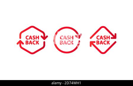 Cashback service icon set. Vector on isolated white background. EPS 10 Stock Vector