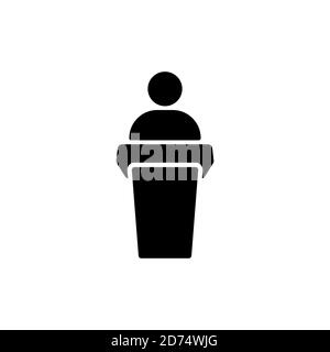 Public speaker icon in black. Orator sign. Vector on isolated white background. EPS 10 Stock Vector