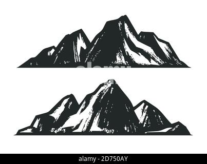 Mountains sketch. Mountaineering vintage vector illustration Stock Vector