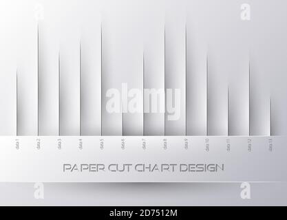 Paper cut diagram chart with shadow. Vector white infographic design concept. Analytical diagram grey background. Stock Vector