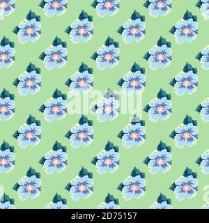 Seamless pattern in the concept of childrens drawings. Background with flowers. Stock Vector