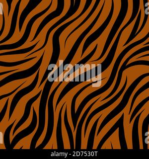 Tiger seamless background, orange striped abstract pattern, line print for fabric. Vector background Stock Vector