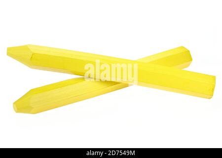 yellow marking crayon isolated on white background Stock Photo