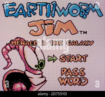 Earthworm Jim - Nintendo Game Boy Color Videogame - Editorial use only Stock Photo