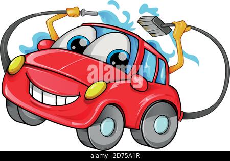car wash mascot cartoon isolated on white bachground. vector Stock Vector