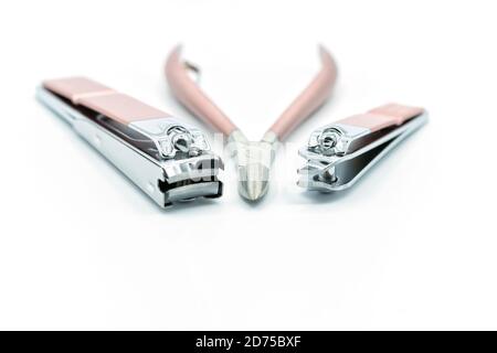 Manicure set isolated on white Stock Photo
